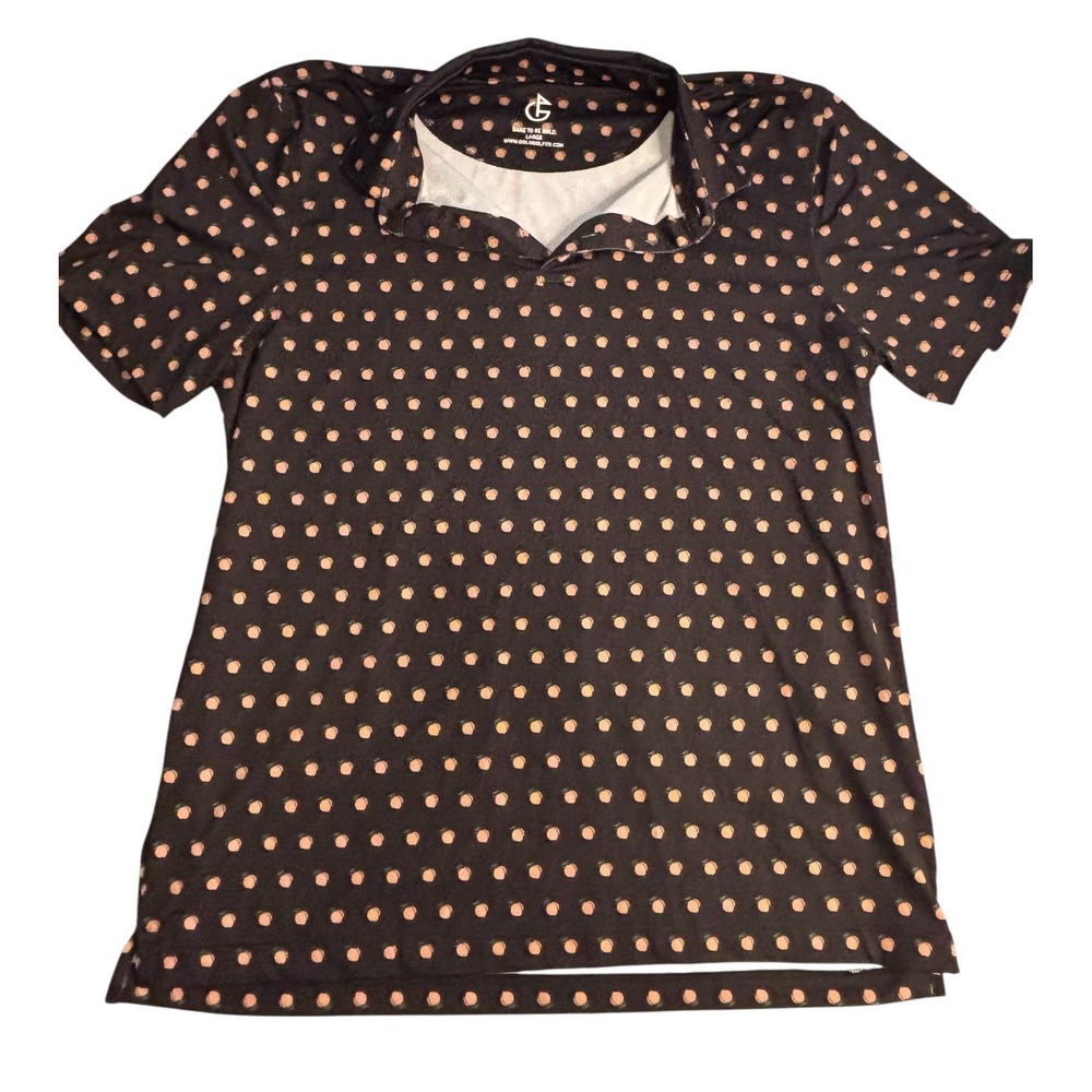 Golo Golf Shirt Mens Large Peach Print‎ Black Lightweight Polo